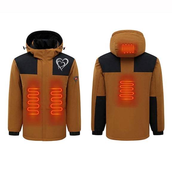 guisaled Heated Jackets for Men Women USB Charging 4 Heating Zones Heated Coat Insulated Lightweight Windproof Water Resistant Hooded Heating Jacket Friday Sale