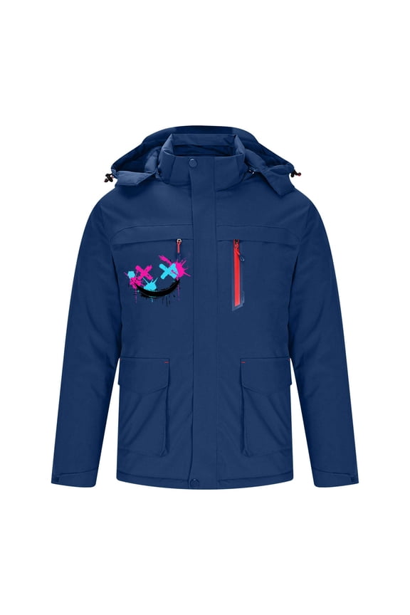 Heated Jackets for Men Fashion Printed Waterproof Soft Shell Winter Jacket Hooded Thicken Outdoor Electric 3 Areas Heated Coat