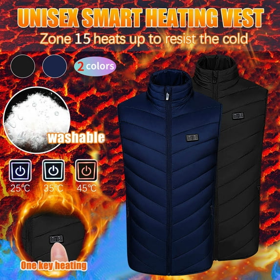 guisaled Heated Vest for Men with 15 Heat Zones, Rechargeable USB Electric Mens Heated Vest for Winter Hiking, Battery Pack Not Included