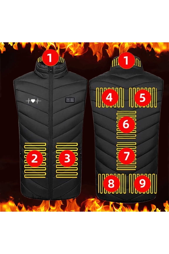 Heated Vest Men, Smart Rechargeable USB Warming Softshell Heated Vests 9 Heating Zones Lightweight Hunting Ski Jackets Clothing