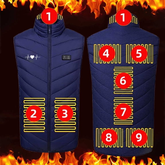 guisaled Heated Vest Men, Smart Rechargeable USB Warming Softshell Heated Vests 9 Heating Zones Lightweight Hunting Ski Jackets