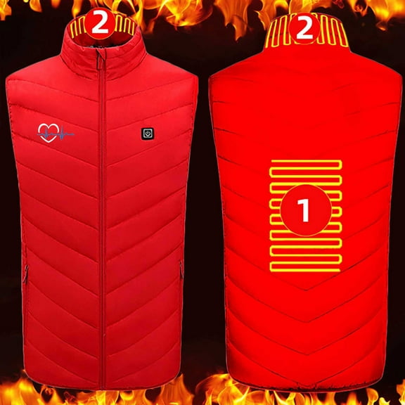 guisaled Heated Vest, Men Winter Lightweight Warm Heated Vests Full Zip Stand Collar Soft Shell Heating Jackets Outdoor Hunting Vest