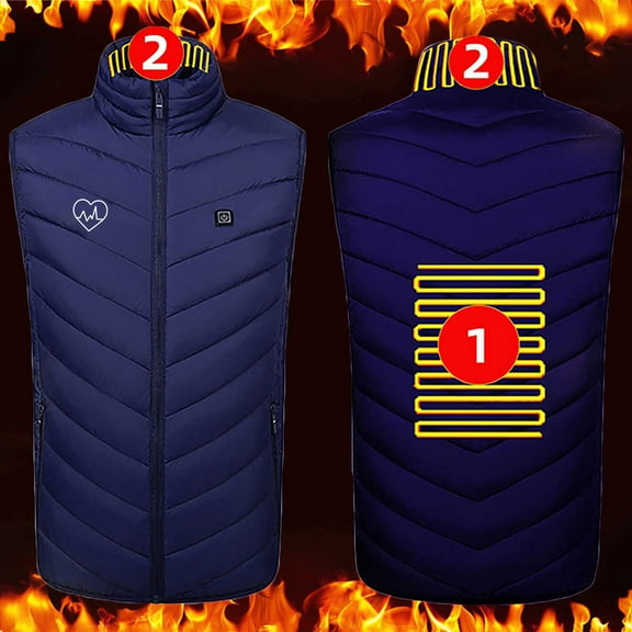 guisaled Heated Vest, Men Winter Lightweight Warm Heated Vests Full Zip Stand Collar Soft Shell Heating Jackets Outdoor Hunting Vest Winter