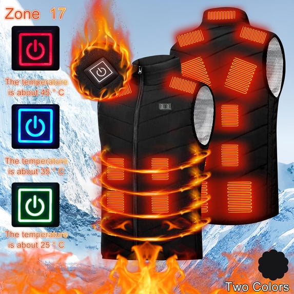 guisaled Heated Vest for Men Thicken Warm Rechargeable Heated Sleeveless Down Coat Windproof Fashion Solid Unisex Vest Jackets