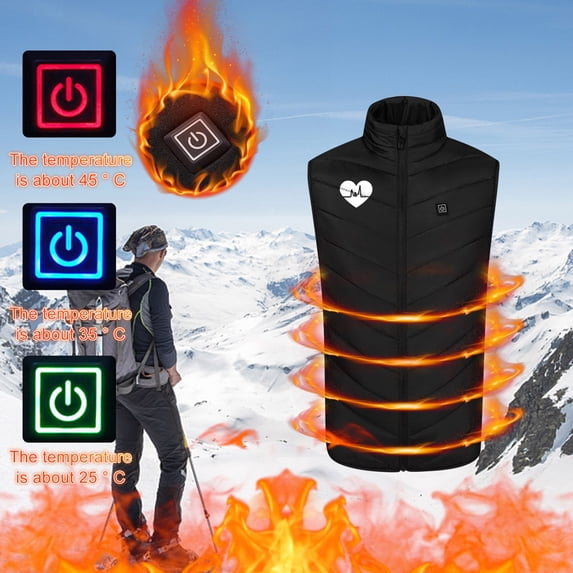 guisaled Heated Vest for Men Women Fashion Solid Electric Sleeveless Jacket Warm Waterproof Camping Hunting Adjustable Heating Vest