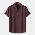 thumbnail image 1 of guisaled Henley Shirts for Men Short Sleeve Casual Dress Shirt Solid Color Button Down Collar Lightweight Hawaiian Beach Shirts, 1 of 9