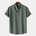 thumbnail image 1 of guisaled Henley Shirts for Men Short Sleeve Casual Dress Shirt Solid Color Button Down Collar Lightweight Hawaiian Beach Shirts, 1 of 9