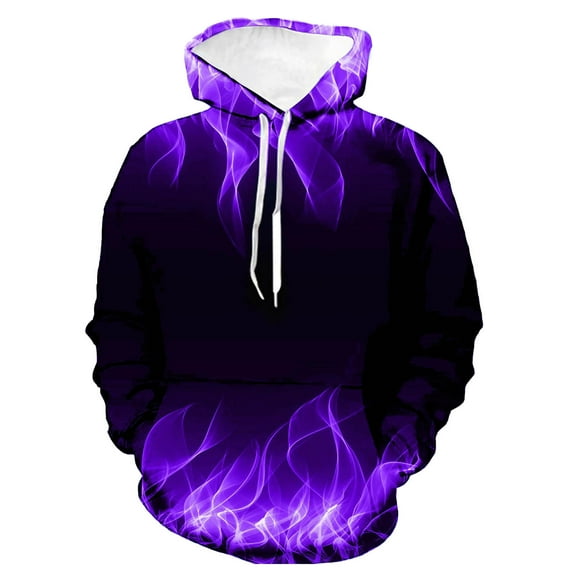 guisaled Hoodies for Men 3d Flame Graphic Printed Sweatshirts Long Sleeve Casual Drawstring Loose Fit Hooded Pullover Tops with Pockets