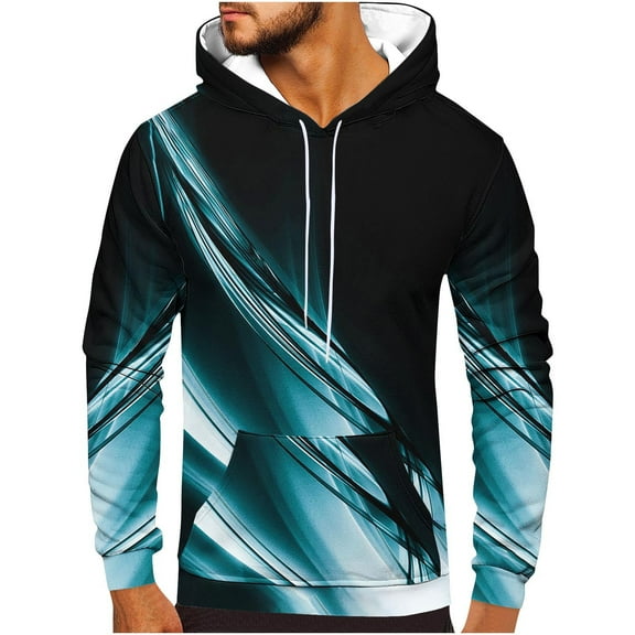 guisaled Hoodies for Men Cool Pullover Tops Gradient Color Graphic Hooded Sweatshirts Long Sleeve Casual Hoodie with Pockets