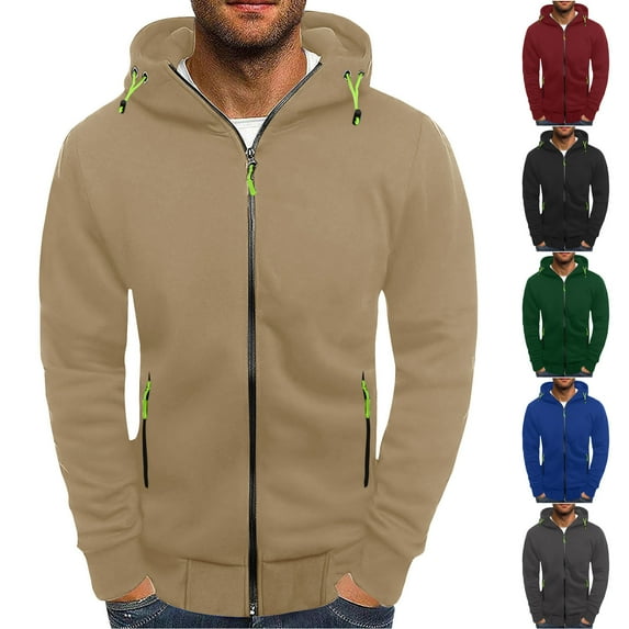 guisaled Hoodies for Men with Zipper Casual Hoodies Fall Winter Full Zip Jackets Long Sleeve Sweatshirt Sports Hooded Jacket Christmas