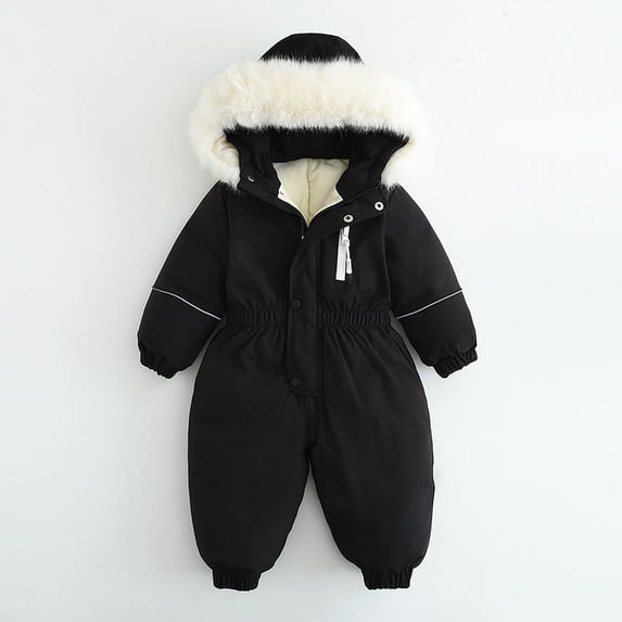 guisaled Infant Snowsuit for Boys Girls Hooded Warm One Piece Ski Suits Toddler Winter Outdoor Warm Waterproof Coveralls Romper Snow Suits