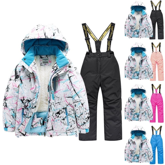 guisaled Kids Snow Suits Boys Girls Snowsuit 2 Piece Heavyweight Insulated Camo Ski Jacket and Snow Bib Pants Ski Suits 3T-12Years
