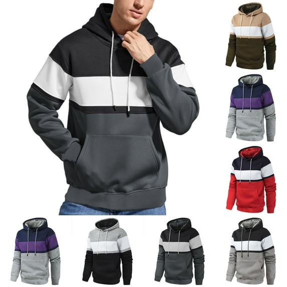 guisaled Lightweight Hoodies for Men Color Block Drawstring Long Sleeve Hooded Sweatshirts Outdoors Casual Workout Pullover Tops Christmas