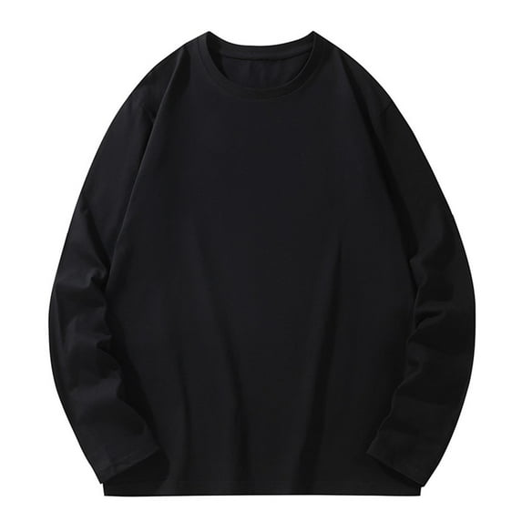 guisaled Long Sleeve Shirts for Men Big and Tall Solid Color Classic Basic Essentials Crewneck Cotton Tops Oversize Loose Fit Thermal Shirt Valentine'S Day s