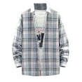 thumbnail image 1 of guisaled Long Sleeve Shirts for Men Button Down Plaid Shirt Fashion Lightweight Classic Turn Down Collar Blouses for Teenager, 1 of 8