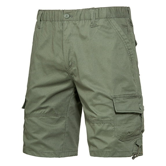 guisaled Men Big and Tall Cargo Shorts Twill Cotton Tactical Shorts Elastic Waisted Mid Rise Multiple Pockets Outdoor Hiking Shorts