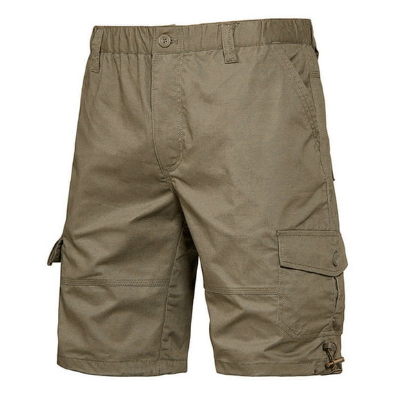 guisaled Men Big and Tall Cargo Shorts Twill Cotton Tactical Shorts Elastic Waisted Mid Rise Multiple Pockets Outdoor Hiking Shorts