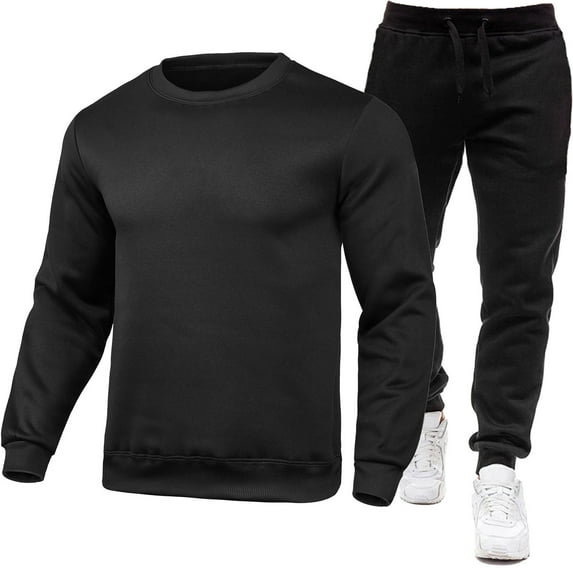 guisaled Men Crew Neck Sweatsuits Long Sleeve Pullover Jogging Tracksuit 2 Piece Athletic Casual Solid Color Sweatshirt And Sweatpants Sales