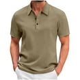 thumbnail image 1 of guisaled Men Dress Shirts Short Sleeve Lapel Collar Golf Tee Shirt Classic Basic Solid Color Slim Fit Henley Button Down Blouses, 1 of 7