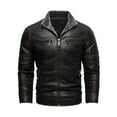 thumbnail image 1 of guisaled Men Faux Leather Jacket Winter Thicken Warm Fleece Lined Motorcycle Bomber Jacket Lapel Collar Zipper Up Pu Casual Jackets, 1 of 7