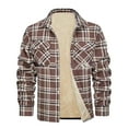 thumbnail image 1 of guisaled Men Flannel Jacket with Hood Long Sleeve Sherpa Lined Plaid Shirt Jackets Casual Warm Thicken Winter Fleece Jacket, 1 of 4