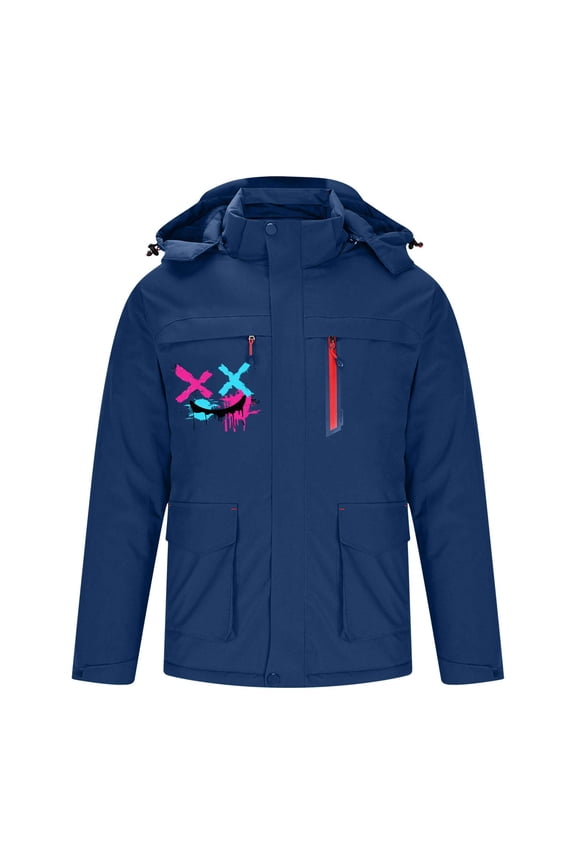 Men Heated Jacket Waterproof Electric Hooded Zipper Heating Coat Windproof Soft Shell Fashion Printed Adult Jackets