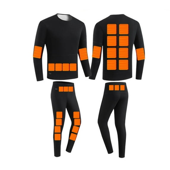 guisaled Men Heated Thermal Underwear Set Usb Charge 30 Zone Intelligent Heated Cold Winter Thermal Underwear For Skiing Friday Deals 2024