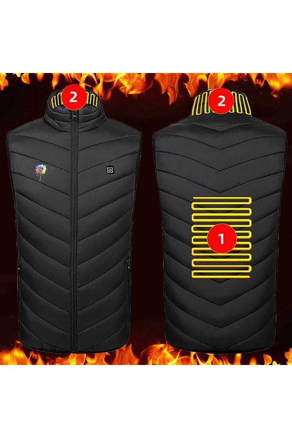 Men Heated Vest Warm 4 Heating Zones Lightweight Quilted Heated Washable Rechargeable Softshell Winter Puffer Jackets