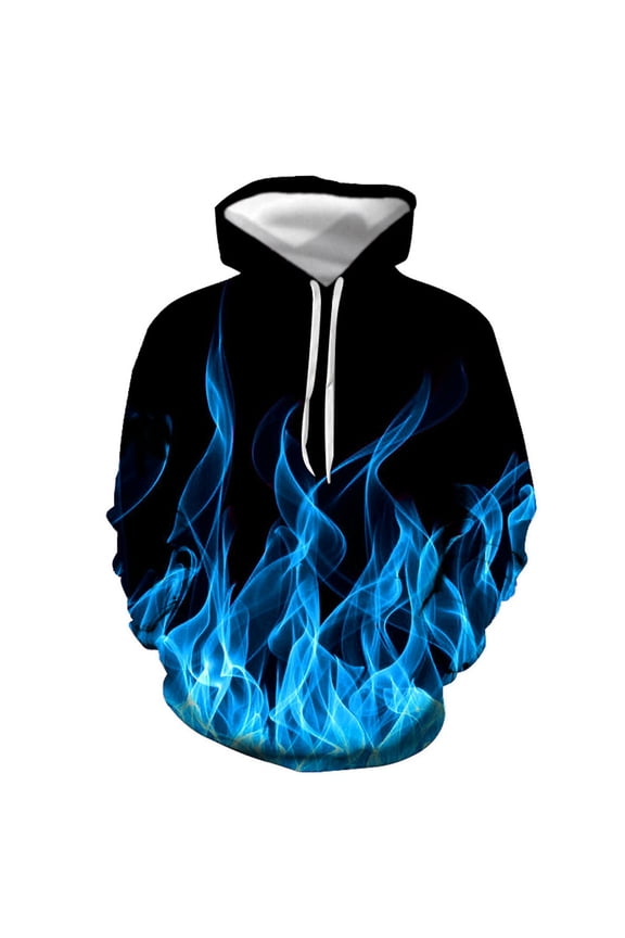 Men Hoodie 3d Flame Print Graphic Hoodies Fashion Long Sleeve Pullover Hooded Casual Loose Fit Lightweight Sweatshirts