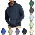 guisaled Men Hoodies Classic Solid Long Sleeve Drawstring Hooded