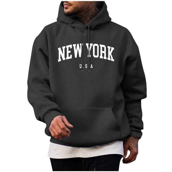 guisaled Men Hoodies Pullover Graphic Warm Fleece Hooded Sweatshirts Long Sleeve Casual Drawstring Lightweight Hoodie with Kangaroo Pockets
