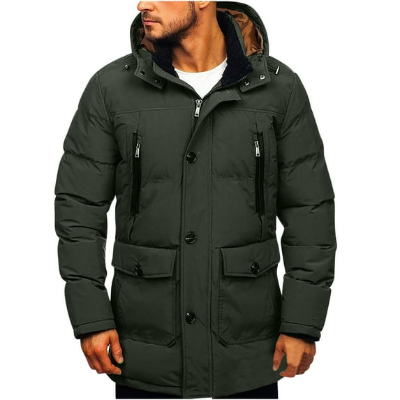 guisaled Men Long Winter Coat Hooded Waterproof Insulated Puffer Jacket Thicken Warm Puffy Down Windbreaker Parka Coats
