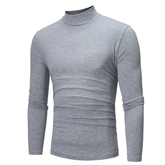 guisaled Men Mock Turtleneck Shirts Slim Fit Long Sleeve Thermal Shirt Solid Color Basic Lightweight Soft Cozy Cotton Tops Casual Pullover Clothing