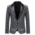 thumbnail image 1 of guisaled Men Sequin Blazer Shiny Stereoscopic Pattern Prom Suit Jacket One Button and Blazers Tuxedo for Wedding Banquet Clearance, 1 of 4