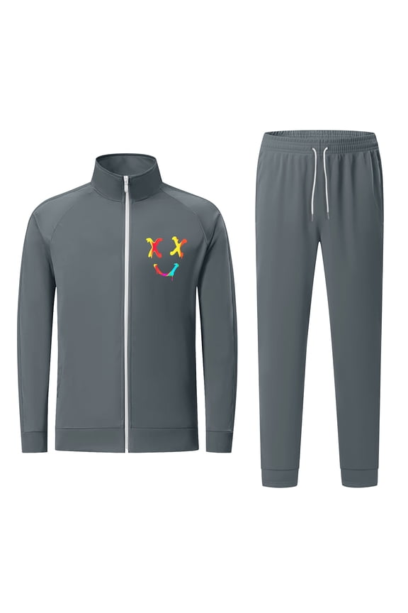 Men Sweat Suits 2 Piece Set Stand Collar Full Zip Long Sleeve Warm Up Tracksuits Casual Workout Sports Jogging Outfits