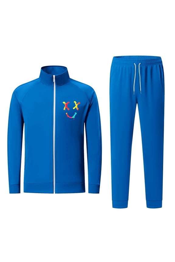 Men Sweat Suits 2 Piece Set Stand Collar Full Zip Long Sleeve Warm Up Tracksuits Casual Workout Sports Jogging Outfits