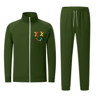 guisaled Men Sweat Suits 2 Piece Set Stand Collar Full Zip Long Sleeve Warm Up Tracksuits Casual Workout Sports Jogging Outfits Savings