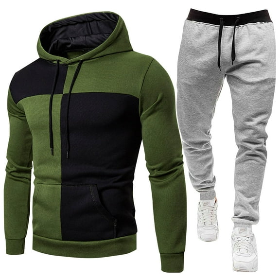 guisaled Men Sweatsuit Set Casual Cozy Tracksuit 2 Piece Casual Men's Athletic Sports Long Sleeve Pullover Jogging Hoodie Suit Set