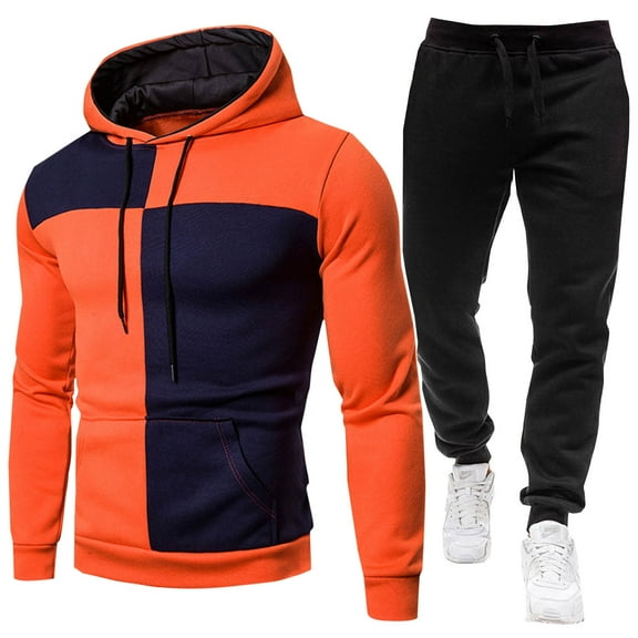 guisaled Men Sweatsuit Set Casual Cozy Tracksuit 2 Piece Casual Men's Athletic Sports Long Sleeve Pullover Jogging Hoodie Suit Set