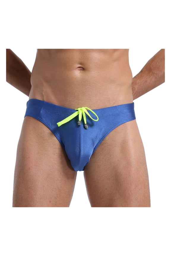 Men Swim Brief Sexy Bikini Swimwear Low Rise Quick Dry Swim Thong Solid Colors Strech Comfort Swimming Trunks with Drawstring Valentines Day s