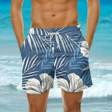 guisaled Men Swim Shorts Men' Swim Trunks 7 Inch Summer Hawaiian Swim Shorts Bathing Suit Quick Dry Elastic Waist Beach Shorts With Pockets
