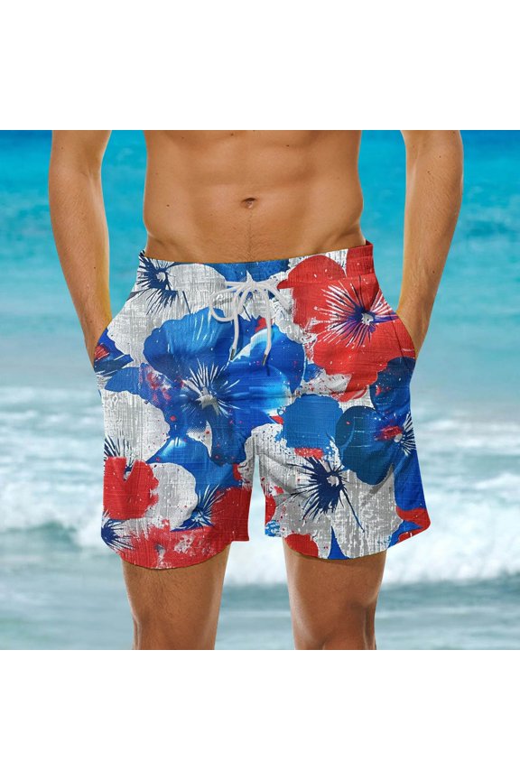 Men Swimming Trunks American Flag Swimming Trunks for Men Quick Dry Elastic Waisted Swim Shorts Lightweight Vacation Holiday Board Shorts