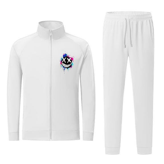 guisaled Men Tracksuit Set Full Zip Stand Collar Sweatsuits Long Sleeve Slim Fit Warm Up Casual Jogging Outfits with Pockets