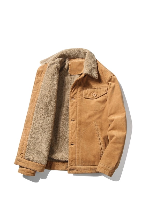 Men Trucker Jacket Winter Lapel Warm Thick Sherpa Lined Jackets Casual Button Multipocket Military Tactical Jacket