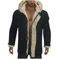 thumbnail image 1 of guisaled Men Winter Jackets Faux Shearling Midlength Overcoats Sherpa Lined Leather Jacket Winter Warm Plush Lapel Collar Suede Jackets Clothes, 1 of 1