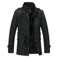 thumbnail image 1 of guisaled Men Winter Jackets Warm Thicken Fleece Liend Faux Leather Jacket Full Zip Stand Collar Vintage Pu Motorcycle Jackets Outwear Winter, 1 of 1