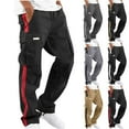 thumbnail image 1 of guisaled Men Work Cargo Pants with Pockets Relaxed Fit Elastic Waist Straight Type Sweatpants Color Block Multiple Pockets Hiking Joggers Pants, 1 of 7