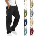 thumbnail image 1 of guisaled Men Work Cargo Pants with Pockets Relaxed Fit Elastic Waist Straight Type Sweatpants Color Block Multiple Pockets Hiking Joggers Pants, 1 of 7