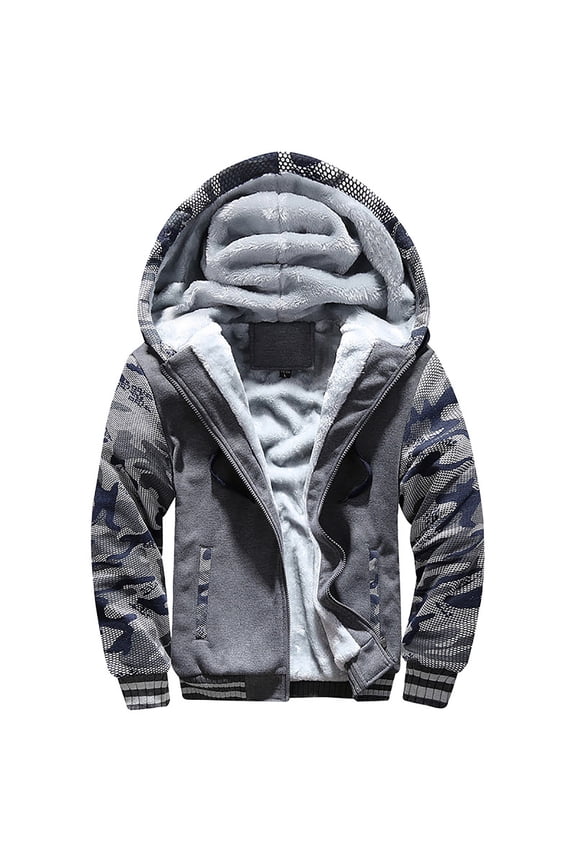 Men Zipper Hoodie Thick Fleece Lined Jacket Warm Winter Coat 2025 Casual Heavyweight Sherpa Hooded Sweatshirt