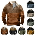 thumbnail image 1 of guisaled Men's 1/4 Zip Sweatshirts Vintage Color Block Cowboy Sweatshirt Long Sleeve Stand Collar Half Zipper Western Ethnic Sweatshirts, 1 of 4
